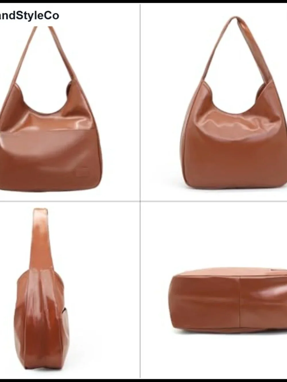 Vegan Leather Hobo Bag Slouchy Shoulder Purse Crossbody Tote